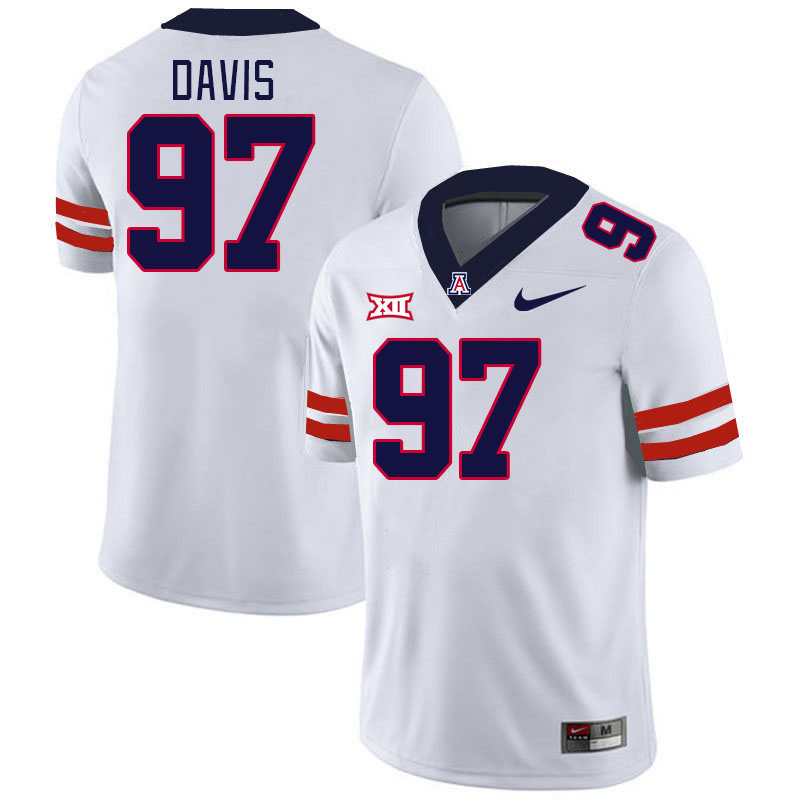 Men #97 Tristan Davis Arizona Wildcats Big 12 Conference College Football Jerseys Stitched-White